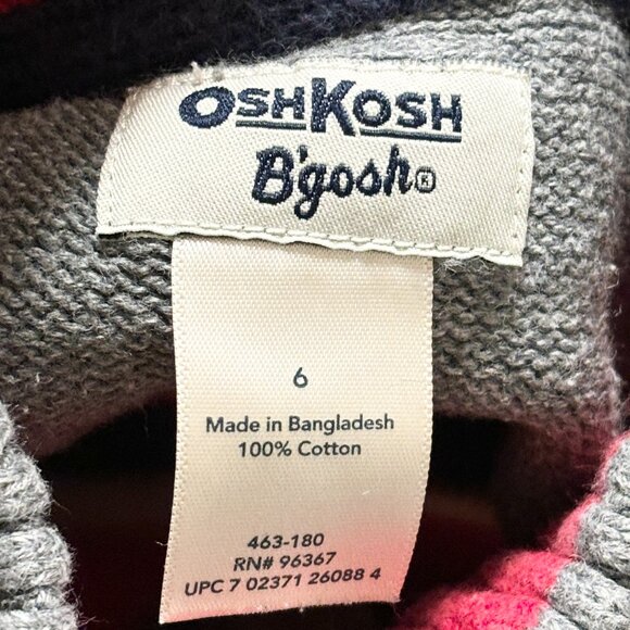 OSHKOSH B'GOSH All Cotton 1/4 Zip Pullover Sweater SZ 6 - Picture 4 of 6